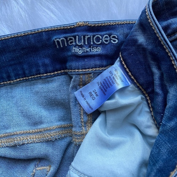 Maurices Jeans‎ Womens 24W REG High-Rise Blue Denim Distressed - Picture 6 of 8